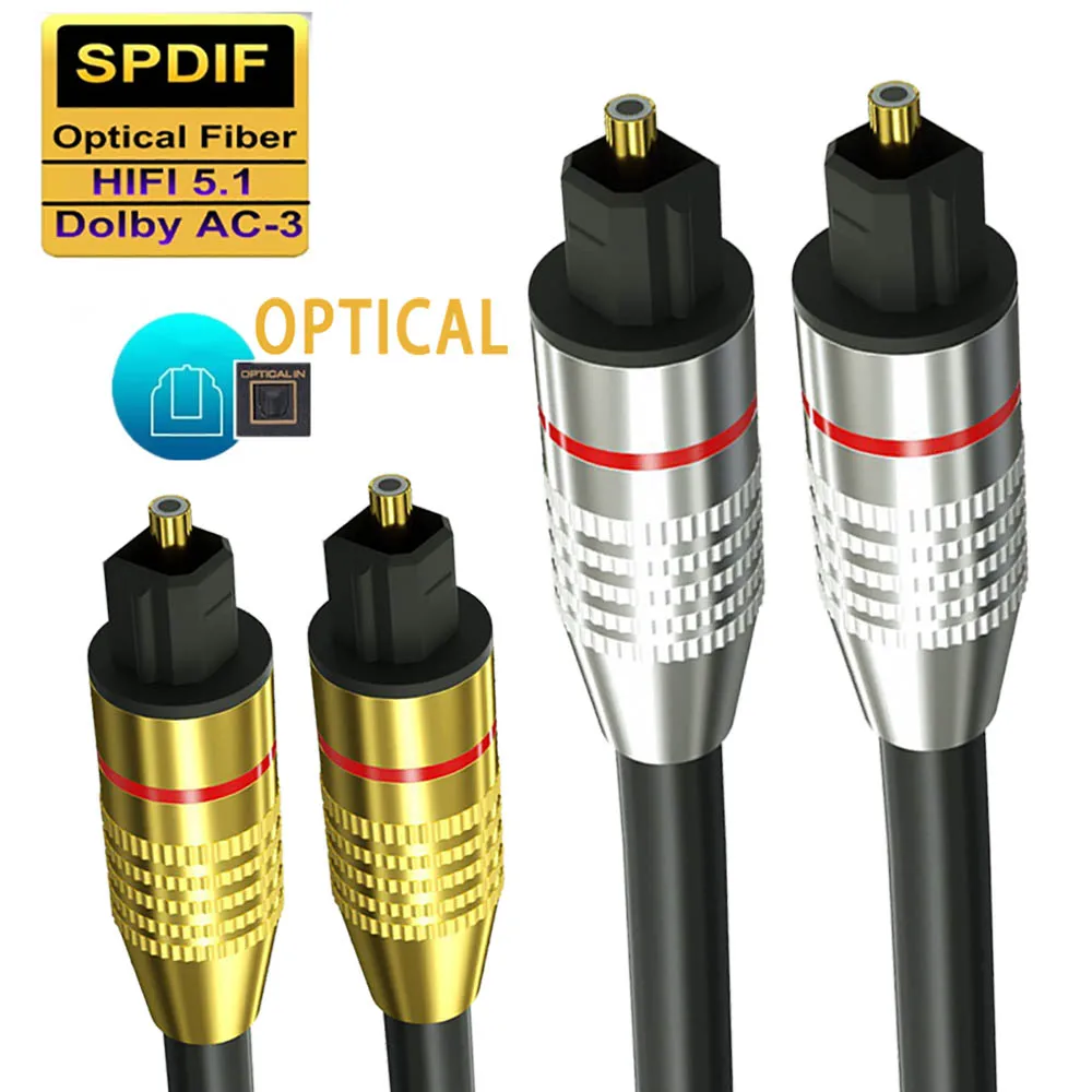 

Optic Audio Cable Digital Optical Fiber Cable Toslink 1m 5m 10m SPDIF Coaxial Cable for Amplifiers Player PS4 Soundbar Cable