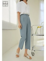 ziqiao japanese woman clothes office lady suit pants women summer straight loose drape high waist casual pants cropped pants