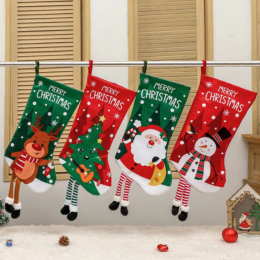 

Decor Xmas Tree Stocking Sock Hanging Non-woven Fabric Christmas Stockings Gift Bag Party