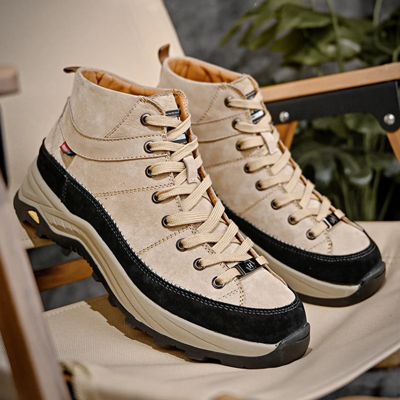 Xiaomi SALUDAS Men Leather Casual Boots Outdoor Camping Travel Hiking Shoes Waterproof Winter Boots Fashion Luxury Sneakers Male