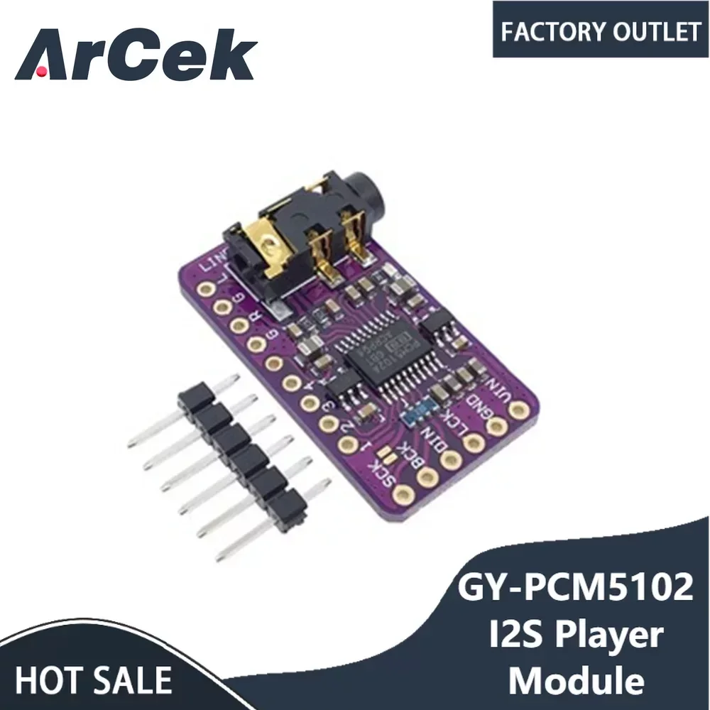 

Interface I2S PCM5102 DAC Decoder GY-PCM5102 I2S Player Module For Raspberry Pi pHAT Format Board Digital PCM5102A Audio Board