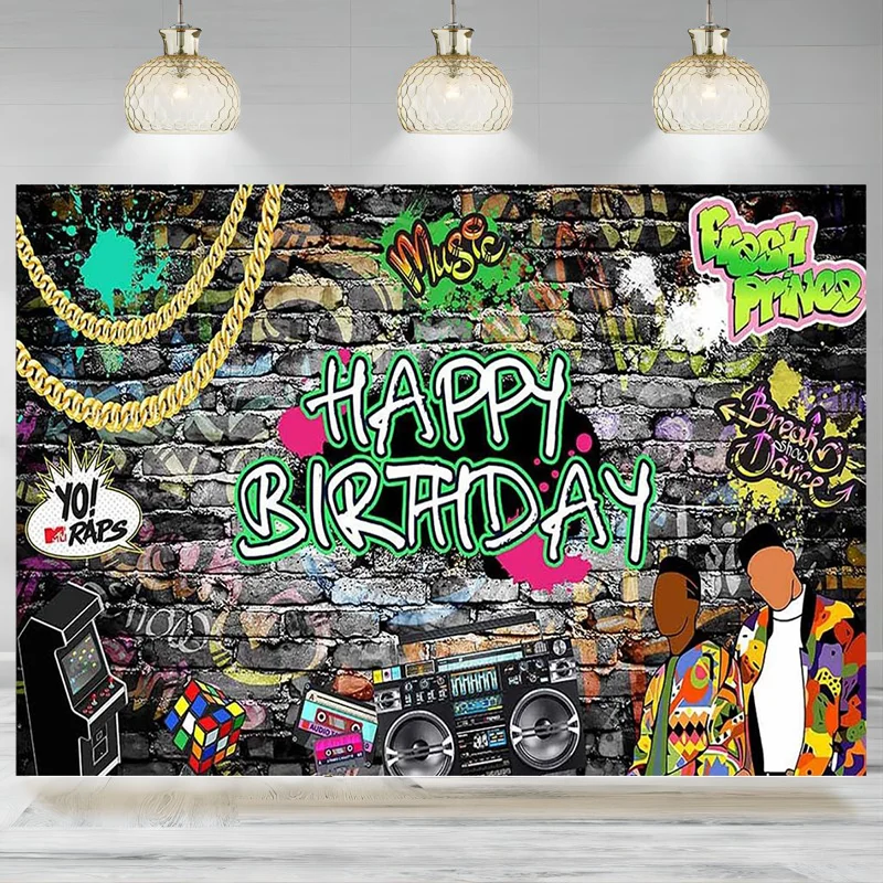 Фон для фотосъемки в стиле граффити с изображением кирпичной стены на день