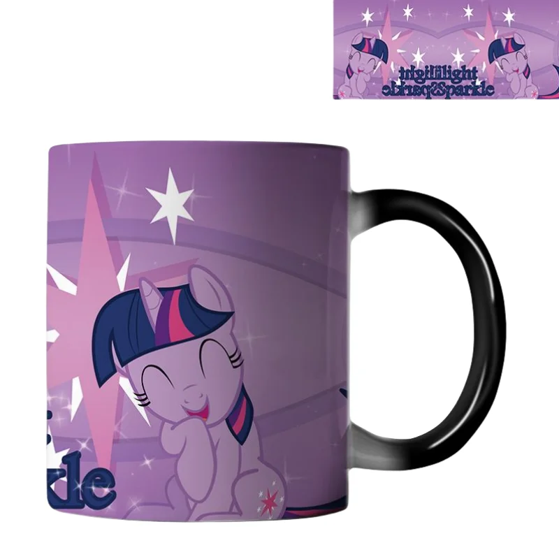 

Милая мультяшная кружка My Little Pony с рисунком сумерки, блестящая аниме периферийная Милая мультяшная меняющая цвет кружка, креативный подарок