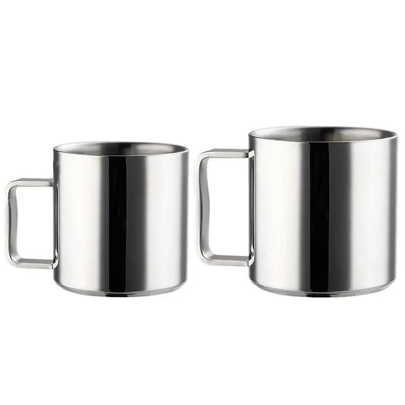 

Кофейная чашка из нержавеющей стали, кружка из нержавеющей стали с ручкой, ударопрочные чашки с двойными стенками и удобной более широкой ручкой для