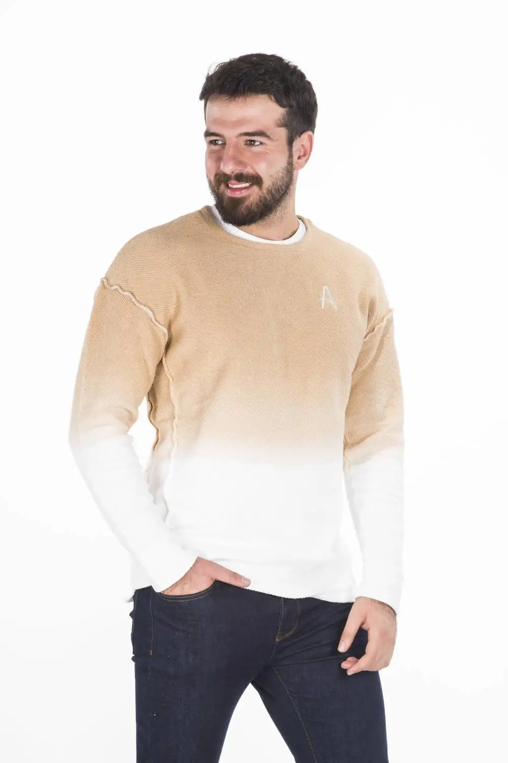 

Blue White Color Bike Collar Sweatshirt