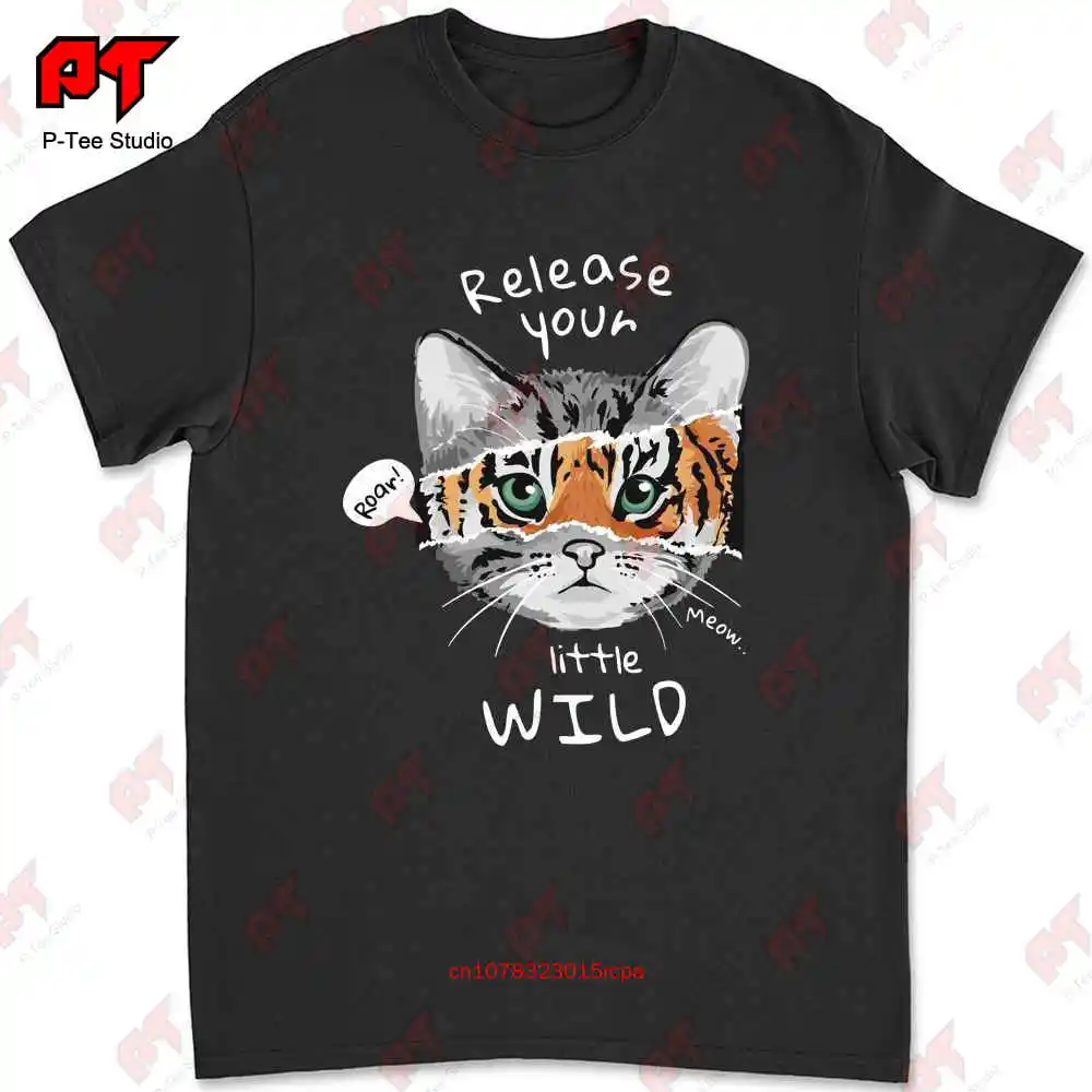 Отпустите футболку с котом Little Wild V8X5