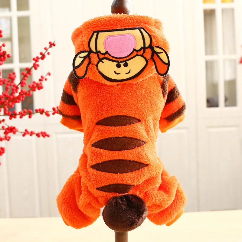 

Autumn Winter Warm Coat Puppy Sweater Small Dog Jumpsuits Turn Into Tiger Orange Hoodie Halloween Kawaii Pajamas Yorkie Bulldog