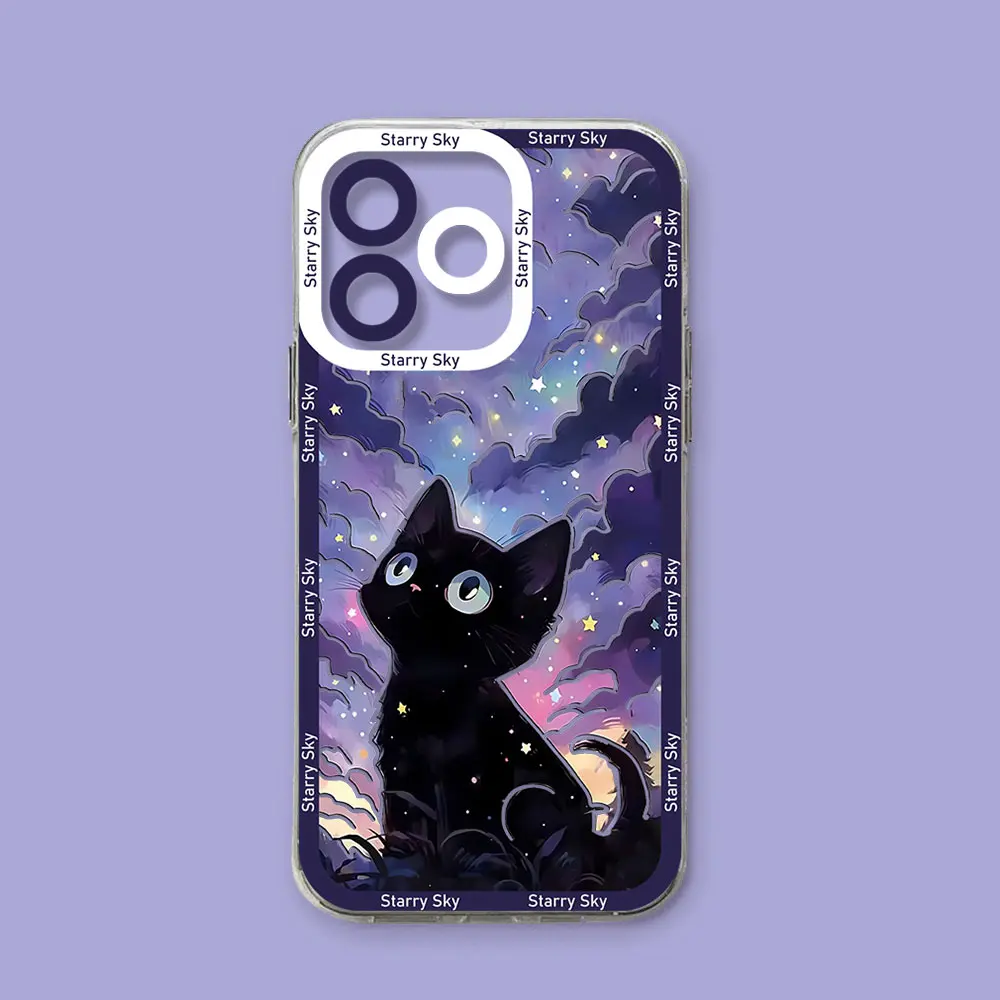 Звездное небо Черный кот чехол для телефона VIVO Y28 V30e Y75 Y03 Y36 Y100 Y17s Y76 Y22s Y16 Y50 Y21 Y20 V29