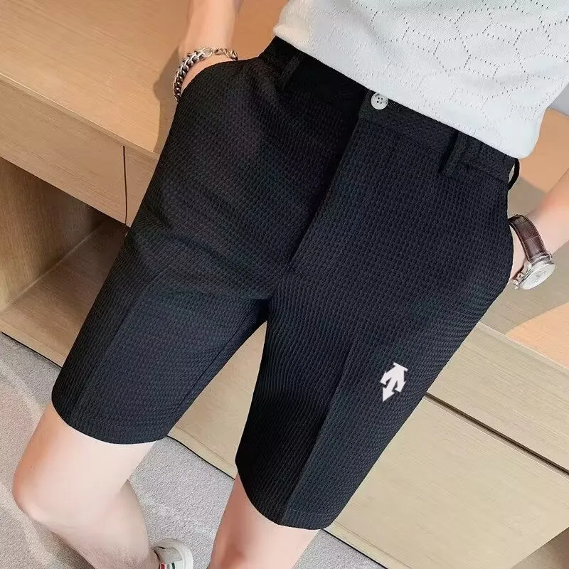 2023 Golf Embroidery Men's Summer New Slim Solid Color Casual Dress Pants Medium Pants Shorts Men's Nickel Pants