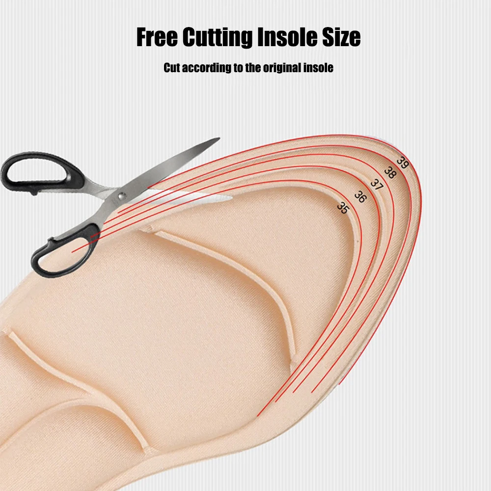 Memory Foam Orthopedic Insoles for Women Shoes Inserts Plantar Fascitis Relief Arch Support Foot Insoles for High Heels Sole