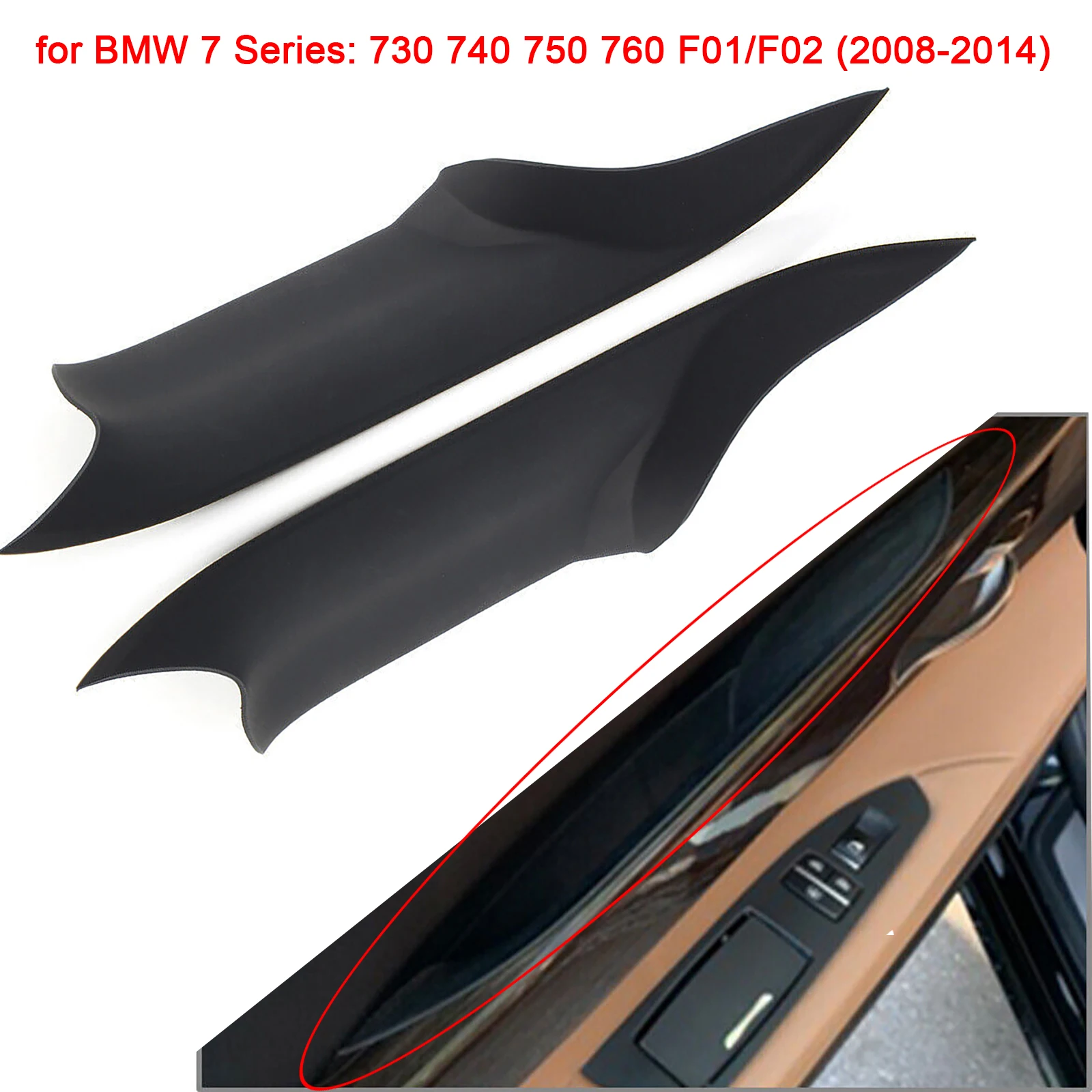 

Car Interior Door Pull Handle Cover Left and Right Rear Door Handle Carrier Trim Cover Kit For BMW 7 Series 51429151211