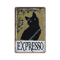 vintage metal tin sign black cat cute cat gift for cat lover funny aluminum sign for home garden coffee retro wall decor