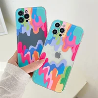 jome melted colorful painting phone case for iphone 11 12 13 pro max x xs xr 7 8 plus se 2020 shockproof clear soft cover shell