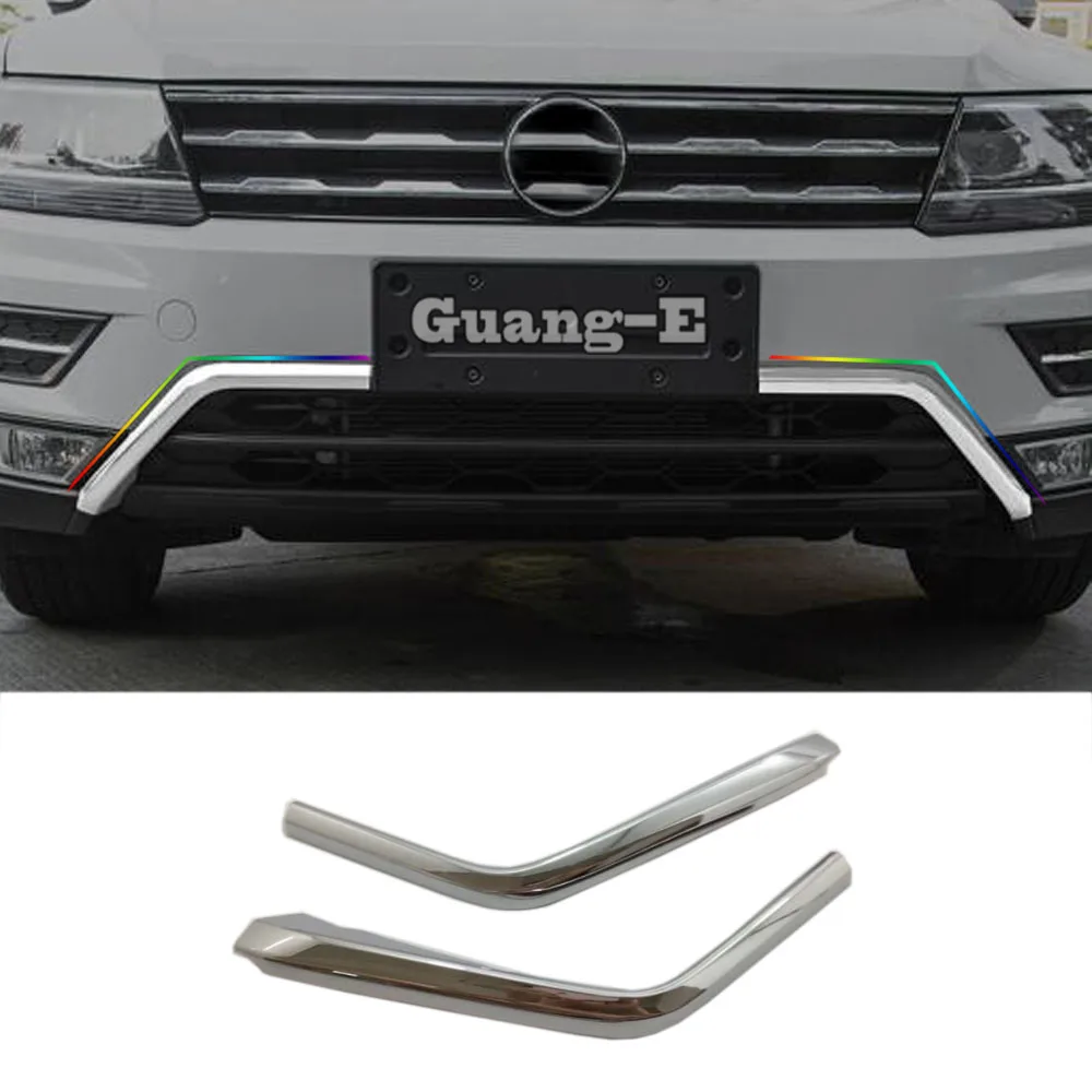 

ABS Chrome Trim Front Upper Grid Grill Grille License Plate Frame Bumper For Volkswagen VW Tiguan L MK2 2016 2017 2018 2019 2020