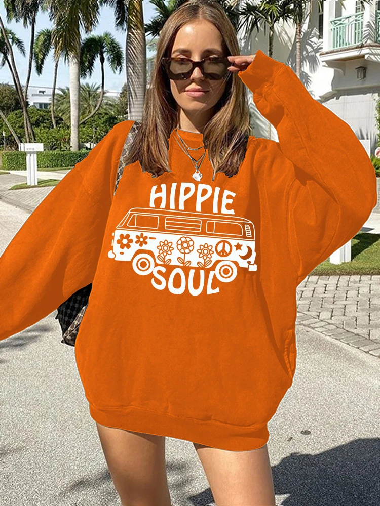 Женский свитшот с принтом в стиле хиппи Осень-зима