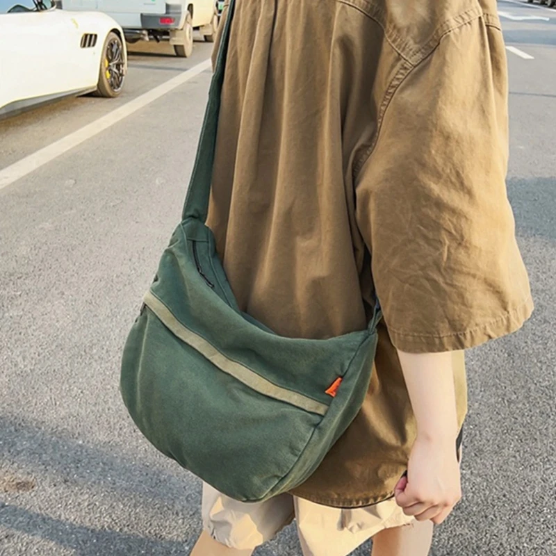 

Women Canvas Shoulder Bag Unisex Casual Crossbody Bag Korean Style Messenger Bag Student Bag Large Capacity Shopping Bag