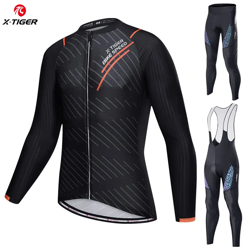 X-TIGER Autumn Men's Cycling Long Sleeves Clothing Bicycle Jerseys Set Breathable Cycling Set Mountain Bike Clothes Sportwear