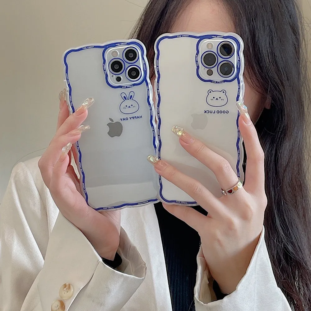 

Transparent Rabbit And Bear Pattern Case For iphone 11Promax 8Plus 13ProMax 13Pro 13 12 12Pro 11ProMax 11 XSMAX XS XR Soft Shell