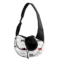 cartoon fishes pattern pet single sling handbag adjustable cute tote pouch outdoor travel safety dog cat front pocket belt bag