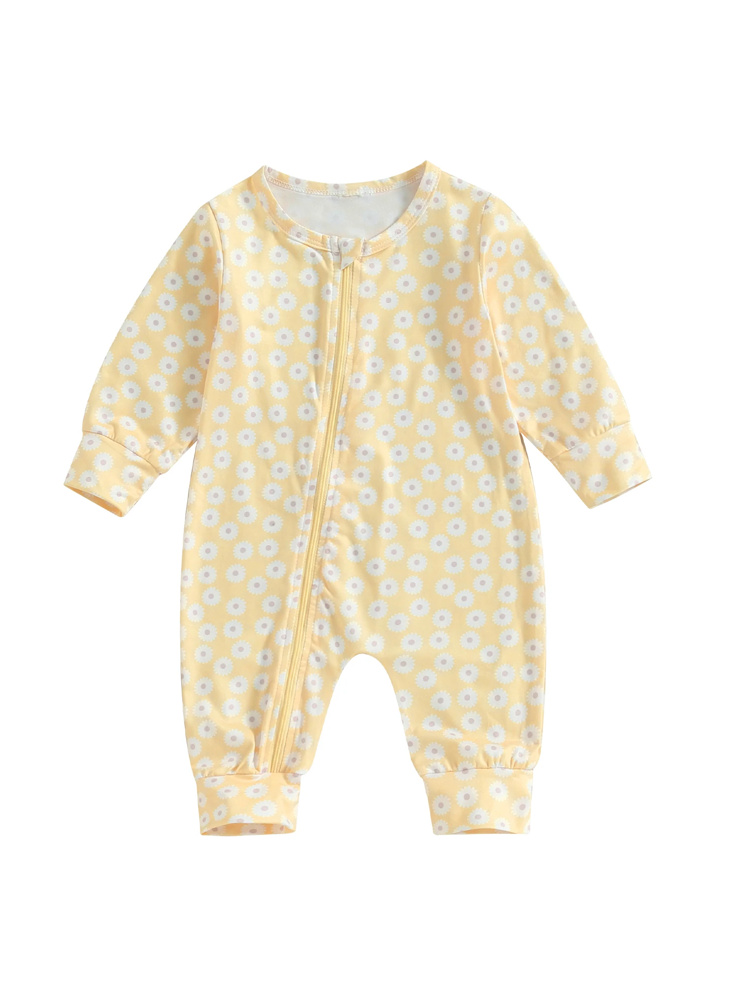 

Adorable Floral Patterned Newborn with Cozy Long Sleeves and Convenient Zipper Closure