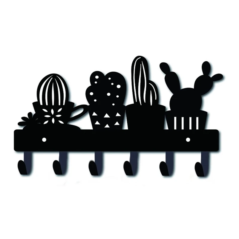 

Key Holder Hook For Wall With 6 Hooks Cactus Decorative Vintage Beautiful Metal Hanger For Front Door,Kitchen,Warehouse