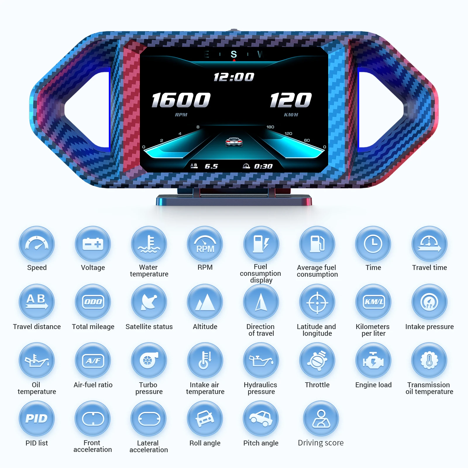 Фото OBD + GPS P26 цифровой автомобильный проекционный дисплей измеритель наклона акселерометр умный спидометр тахометр измеритель температуры воды по индивидуальному заказу №5