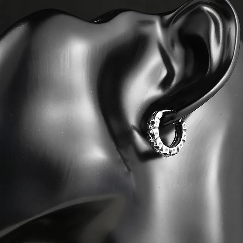 Серьги-кольца с драконом и черепом для мужчин женщин кольца из нержавеющей стали