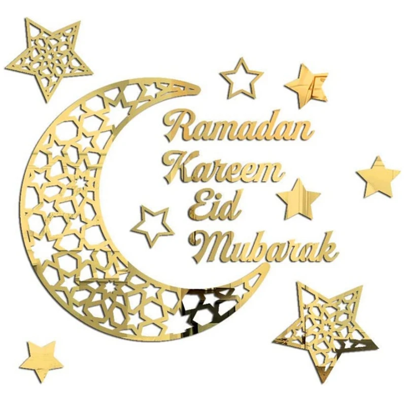 

Ramadan Kareem Stickers Decorations Wall Eid Mubarak For Home Decor Sign Bedroom Front Room Crescent Crystals Art