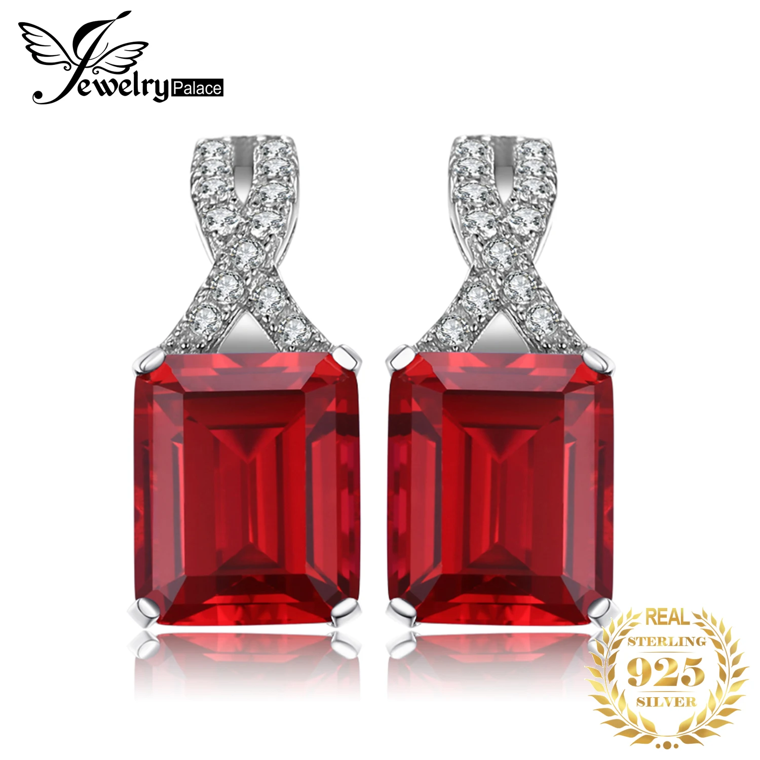 

Женские серьги-кольца из серебра 925 пробы с красным Рубином карата