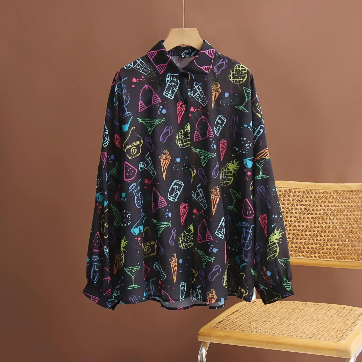 Женская блузка с длинным рукавом Dimanaf Тонкая большого размера лето 2024