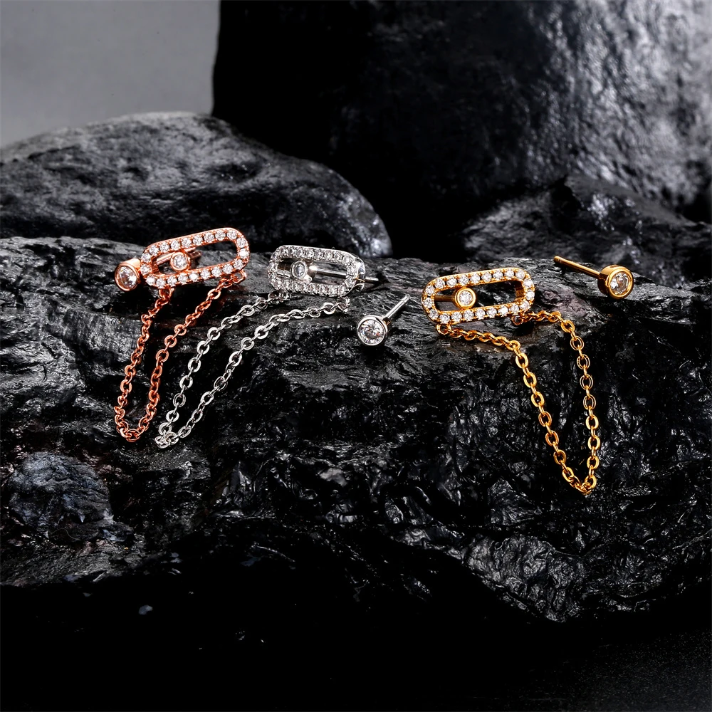 

Asymmetrical 925 Sterling Silver Tassel Wire Stud Earrings OL Style Brand Design Free Shipping