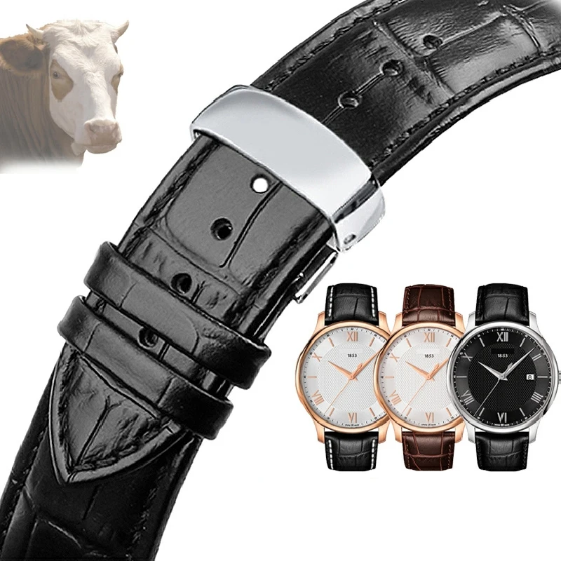 Фото Мужской ремешок для Tissot 1853 T41 Tudor Casio Mido IWC Бизнес-цепочка для часов из натуральной кожи Ремешок для часов 19 мм 20 мм 21 мм 22 мм 23 мм 24 №2