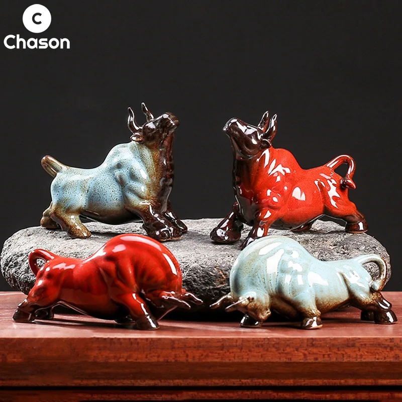 Фото Абстрактный Бык Lucky Ceramics, статуэтка быка скот из коровы и буйвола, скульптура, настольное украшение, Декор для дома №1