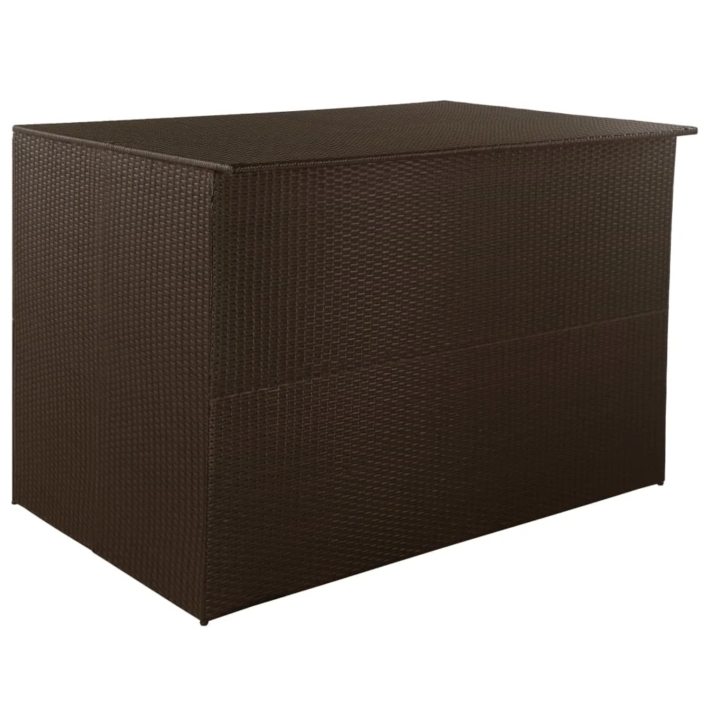 

Outdoor Patio Storage Box Outside Garden Deck Cabinet Furniture Seating Brown 59"x39.4"x39.4" Poly Rattan