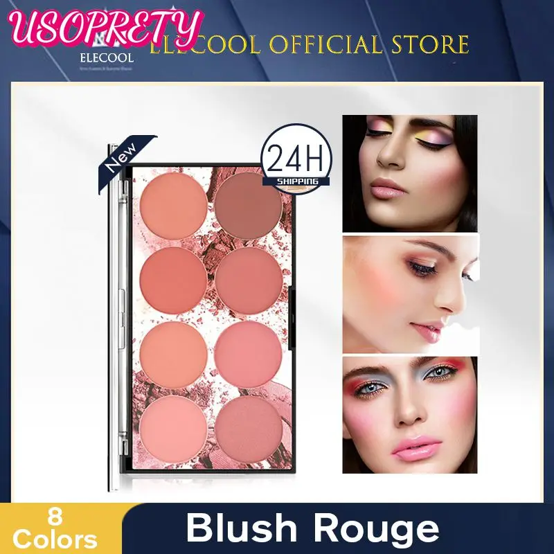 

8Colors Professional Facial Blush Mineral Pigment Blusher Palette Natural Charm Brighten Skin Tone Cheek Blusher Cosmetics TSLM1