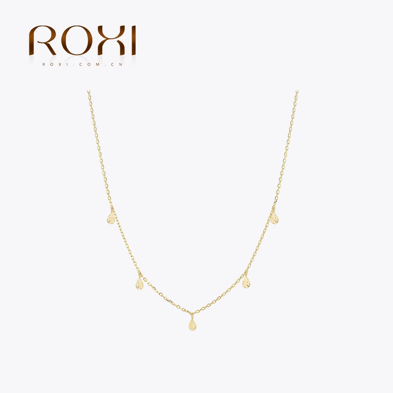 

Минималистичная подвеска в виде капли воды ROXI из стерлингового серебра 925 пробы, ожерелье до ключицы, штабелируемое повседневное женское ожерелье, женское колье