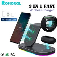 3 in 1 wireless charger stand with smart led 15w fast charging station for iphone 13 airpods samsung s22 s21 galaxy watch 4 3pro