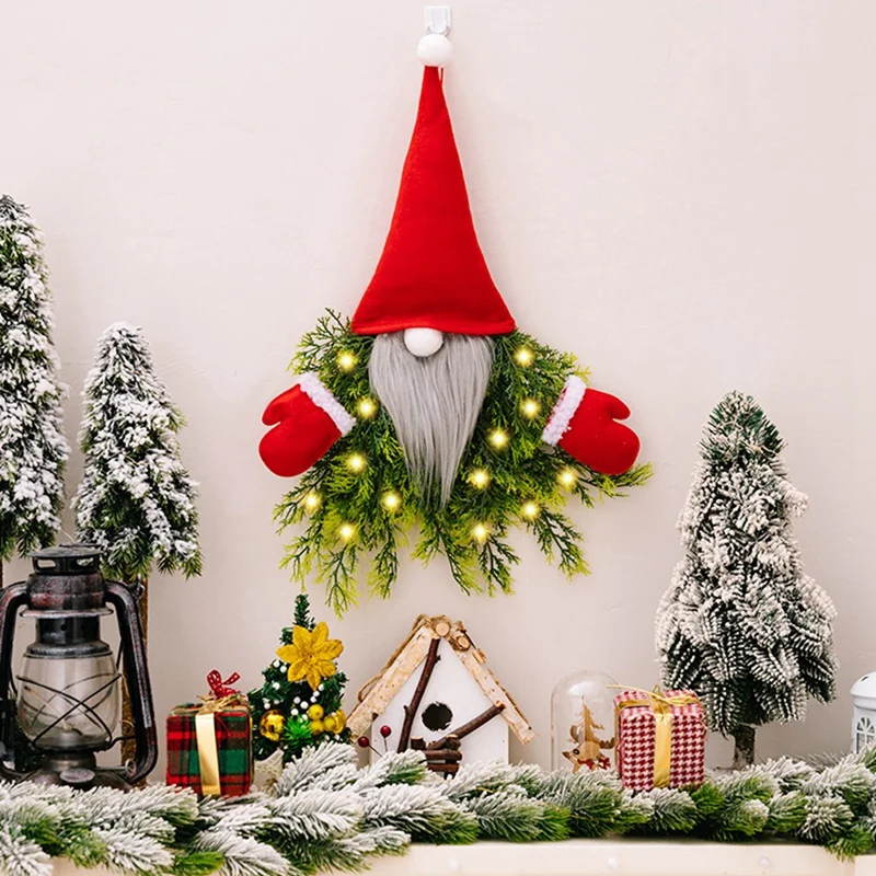 Рождественский венок для пожилых людей светящийся без лица как показано