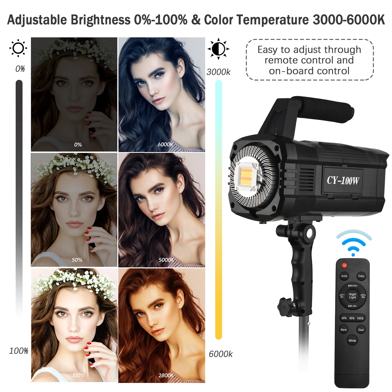 Светодиодсветильник лампа Andoer CY-100W 100W COB для студийной видеосъемки фотосъемки