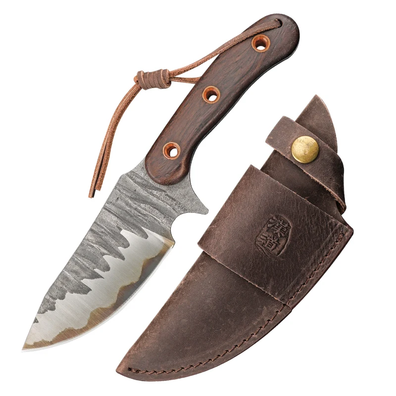 Hx Outdoors Hunting Fixed Blade Cleaver Field Knife Kitchen Survival Knives Wood Handle Camping Tool Leather Sheath Dropshipping