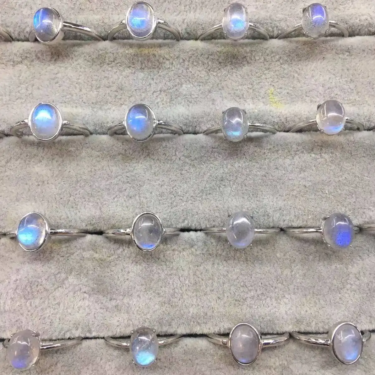 2 кольца/комплект регулируемое кольцо из серебра 925 пробы с лабрадоритом |