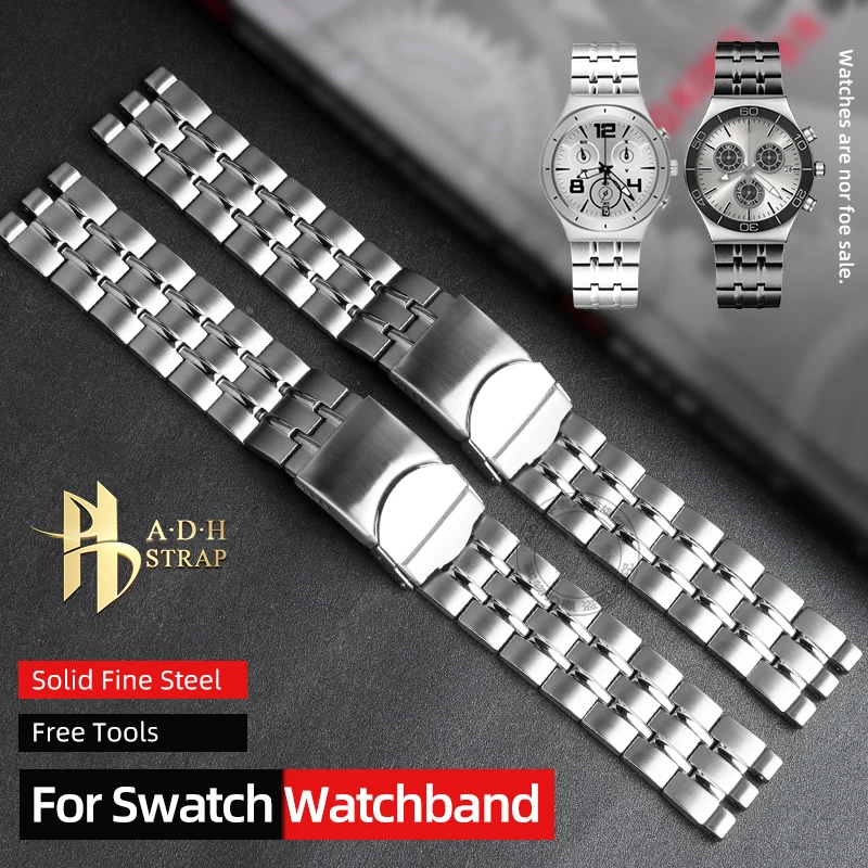 

High Quality Fine Steel Strap For Swatch IRONY YVS451 YVS435 YCS443G Men's Watch Chain Dentate interface Band 17 19 20 21MM