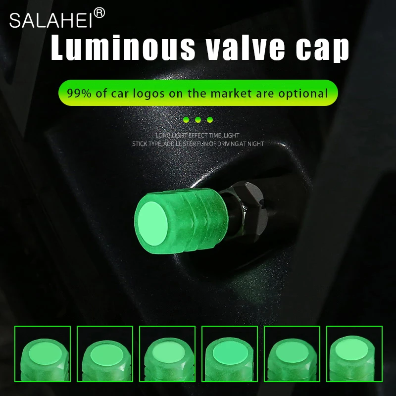 

4Pcs Luminous Valve Cap Plastic ABS Dust-proof Decorative Tire Accessories Tyre Stem Cover For Toyota Suzuki Chery Kia Chevrolet