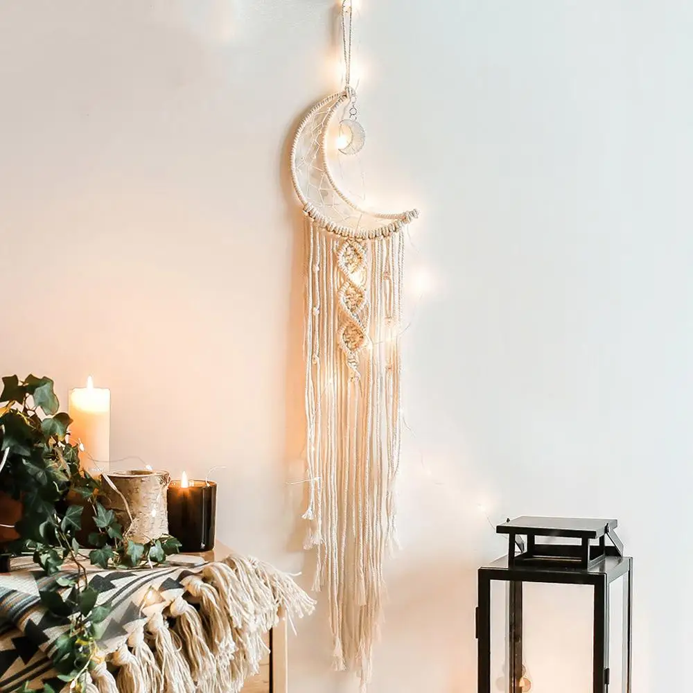 

New Bohemian Chic Wall Hanging Tapestry Mandala Moon Dreamcatcher Wall Decor Boho Woven Knitted Tapestries Home Decoration
