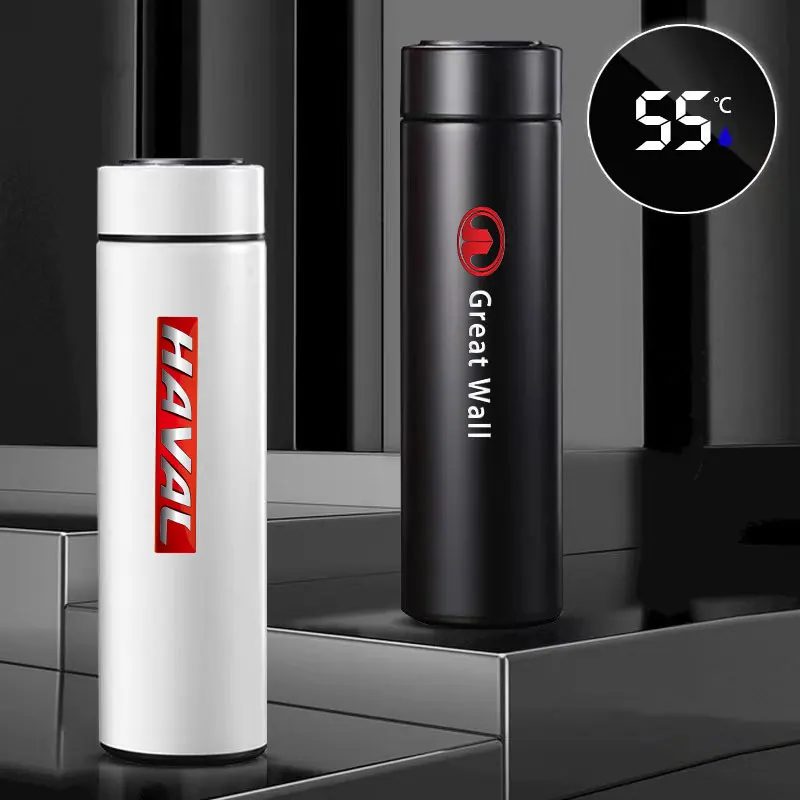 Умная изоляционная чашка, автомобильный термос, кружка, бутылка для воды, автомобильные аксессуары для Dodge Chrysler R/T RT Logo Challenger, калибр зарядного устройства