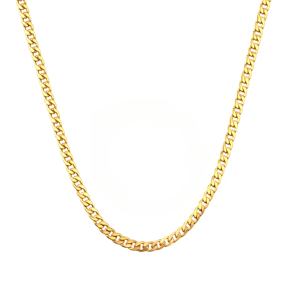 Золотое Кубинское Звено Ожерелье 4 Мм Цепочка Из Нержавеющей Стали В Стиле Панк