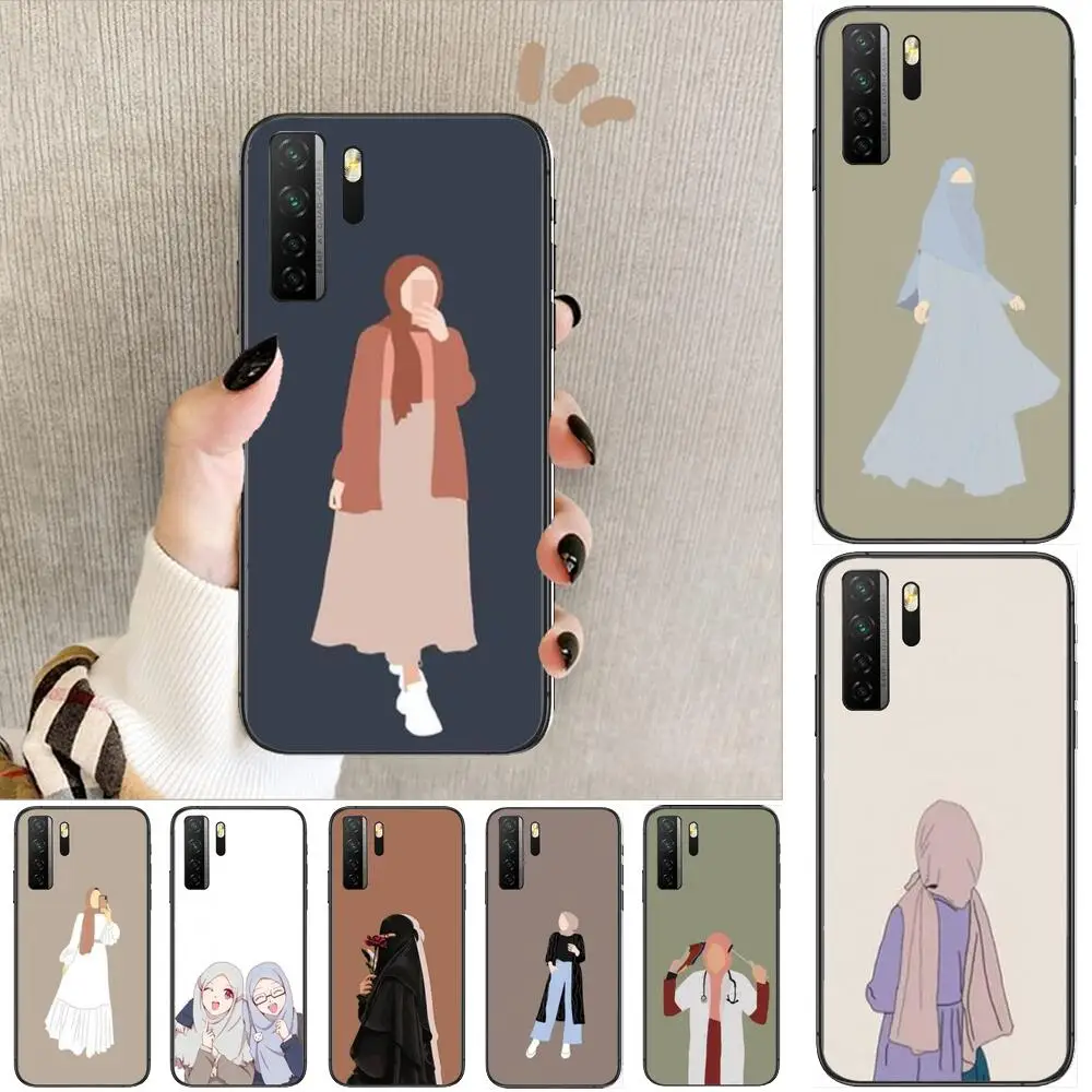 

Hijab Face Muslim Islamic Black Soft Cover The Pooh For Huawei Nova 8 7 6 SE 5T 7i 5i 5Z 5 4 4E 3 3i 3E 2i Pro Phone Case cases