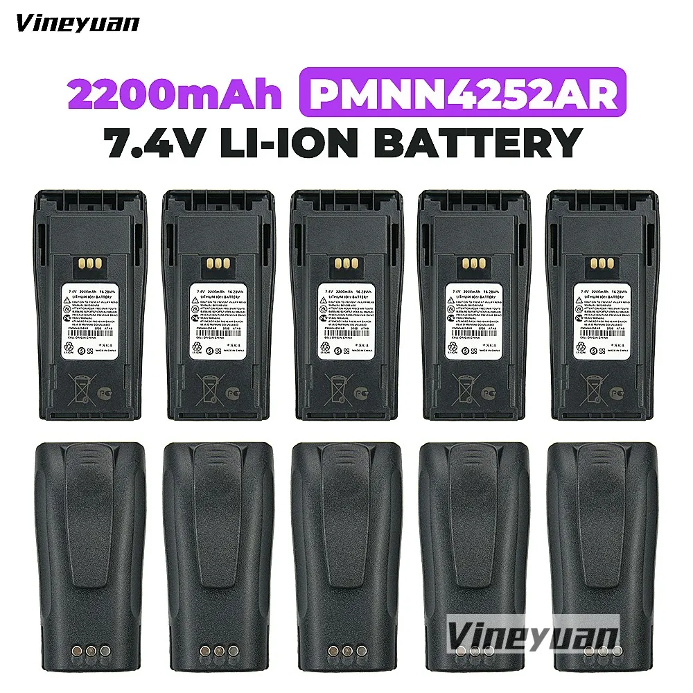 10 шт. 2200 мАч PMNN4252AR сменный литий-ионный аккумулятор для Motorola CP040, CP140, CP160, CP180, CP150, CP200, DP1400 двухсторонняя радиосвязь