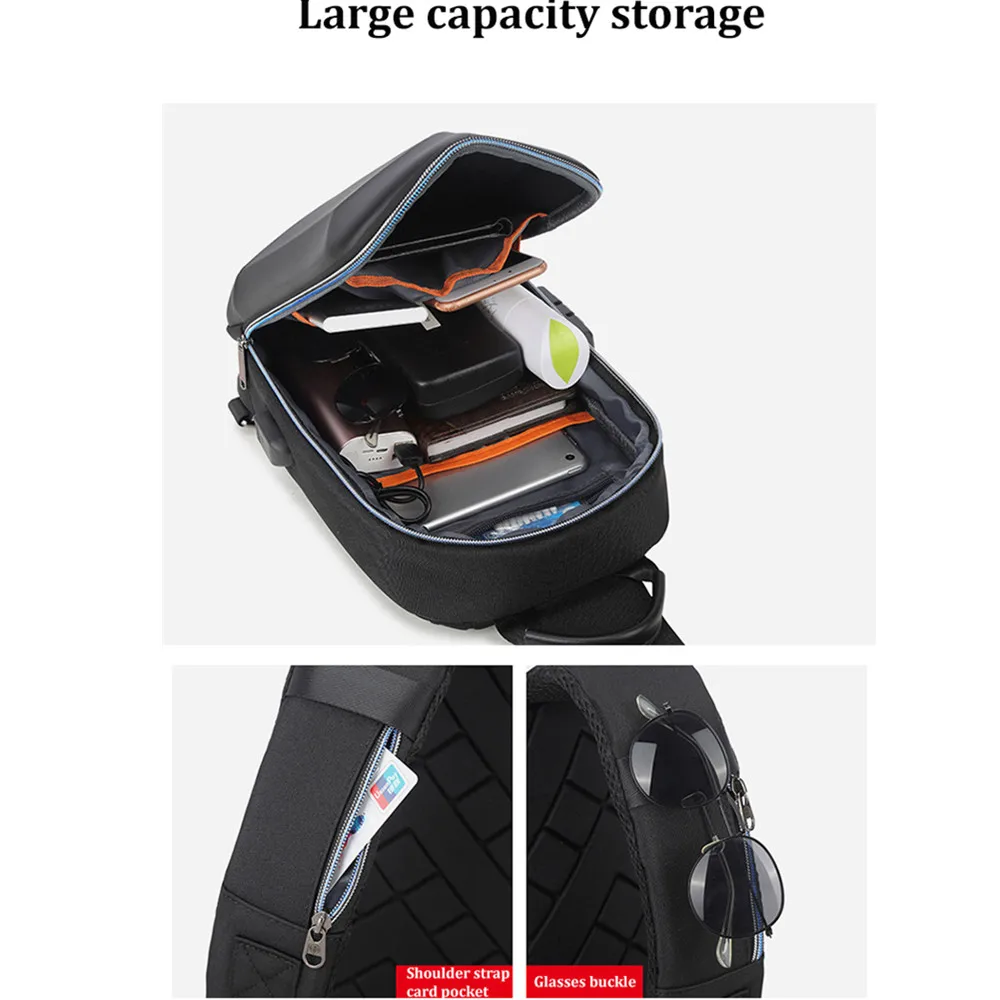 2022 Outdoor Riding Anti-theft Lock Chest Bag-USB Rechargeable Travel Backpack-Crossbody Bag Waterproof, Mountaineering Bag