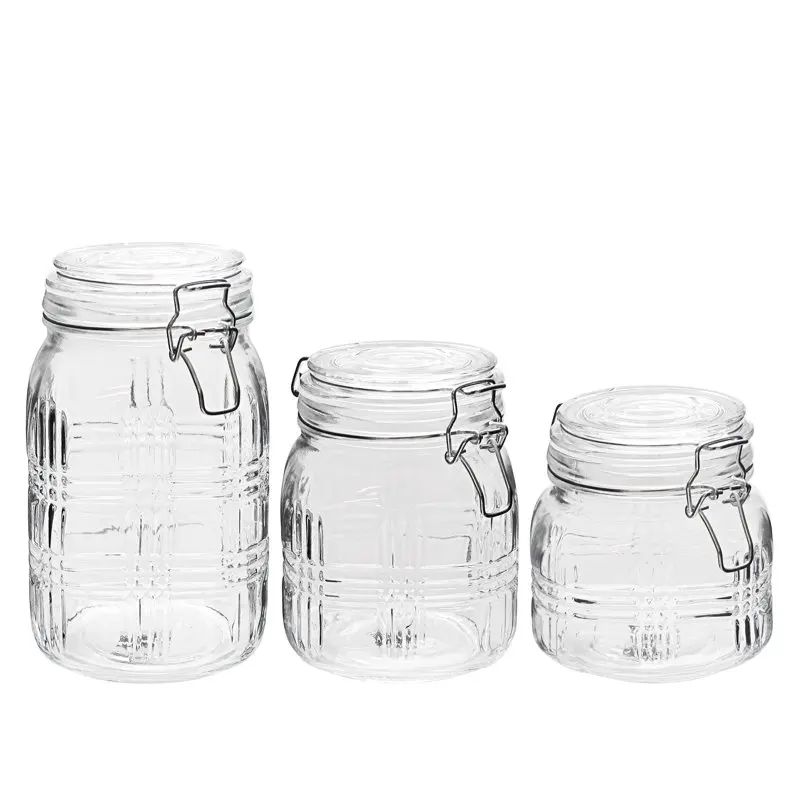 

Квадратный набор из 3 стеклянных канистр